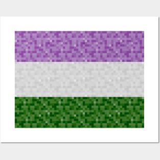 Genderqueer Pride Pixel Flag Repeating Background Posters and Art